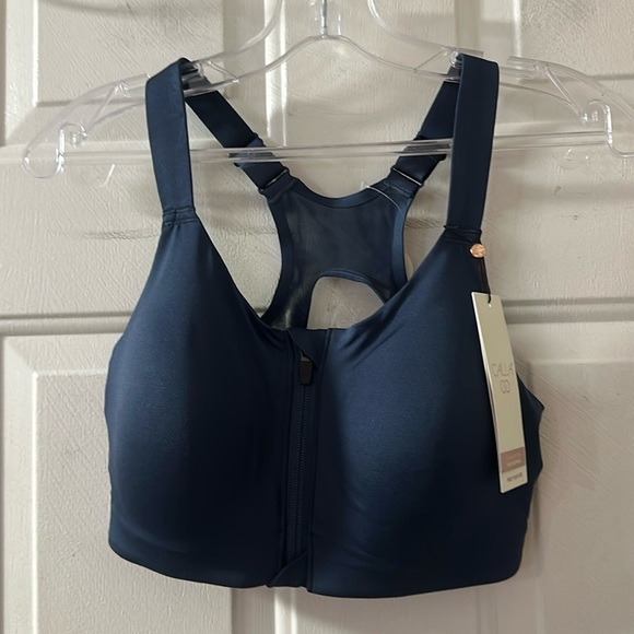 CALIA GO ALL OUT ZIP FRONT BRA: BLUE: NEW WITH TAGS: SIZE 34D - Picture 1 of 6